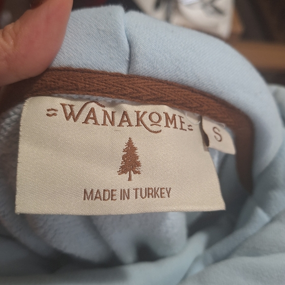 Wanakome Colorblock Hoodie Sweater Sweatshirt in Pale Sky Oatmeal Neo Size Small - Picture 6 of 7